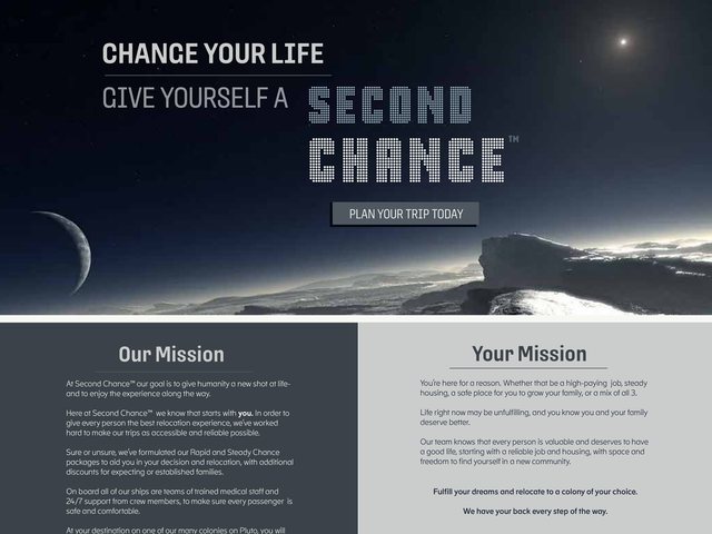 Second Chance landing page design