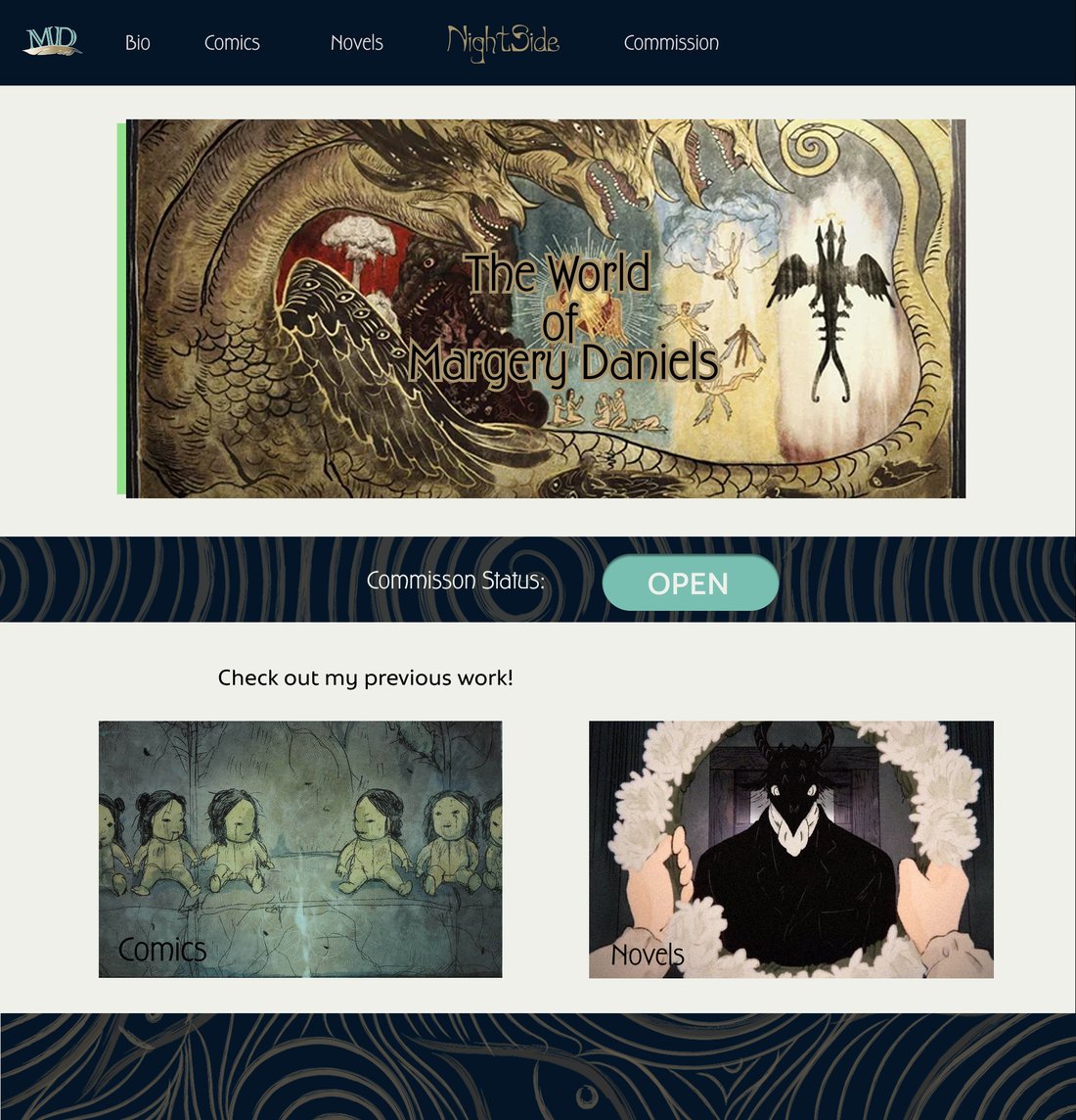 Margery Daniels site screenshot